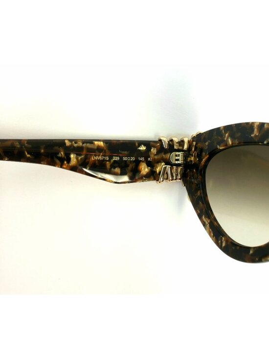 Lanvin LNV671S 239 50mm Oval Cat Eye Sunglasses Textured Brown Gold Gradient